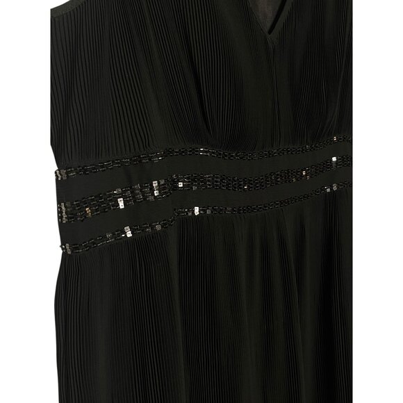Black Sleeveless Midi Cocktail Dress Sequined Empire Waist Lane Bryant Size 20 - Picture 8 of 14